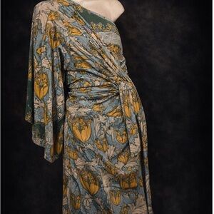 FREE PEOPLE- NET One-Shoulder Floral Maxi Dress